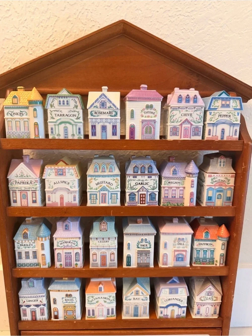LENOX Spice Jar Village House Display Shelf in Warm Brown